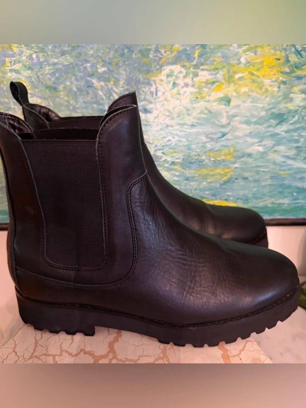 Andre Assous Black Leather Slip-On Shoe